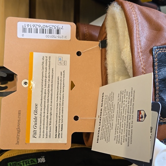 Hestra Tan and Black Leather Gloves - Picture 3 of 3